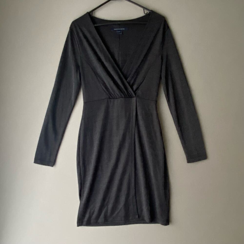 French Connection sz‎ 6 faux wrap long sleeve knee length cocktail dress
